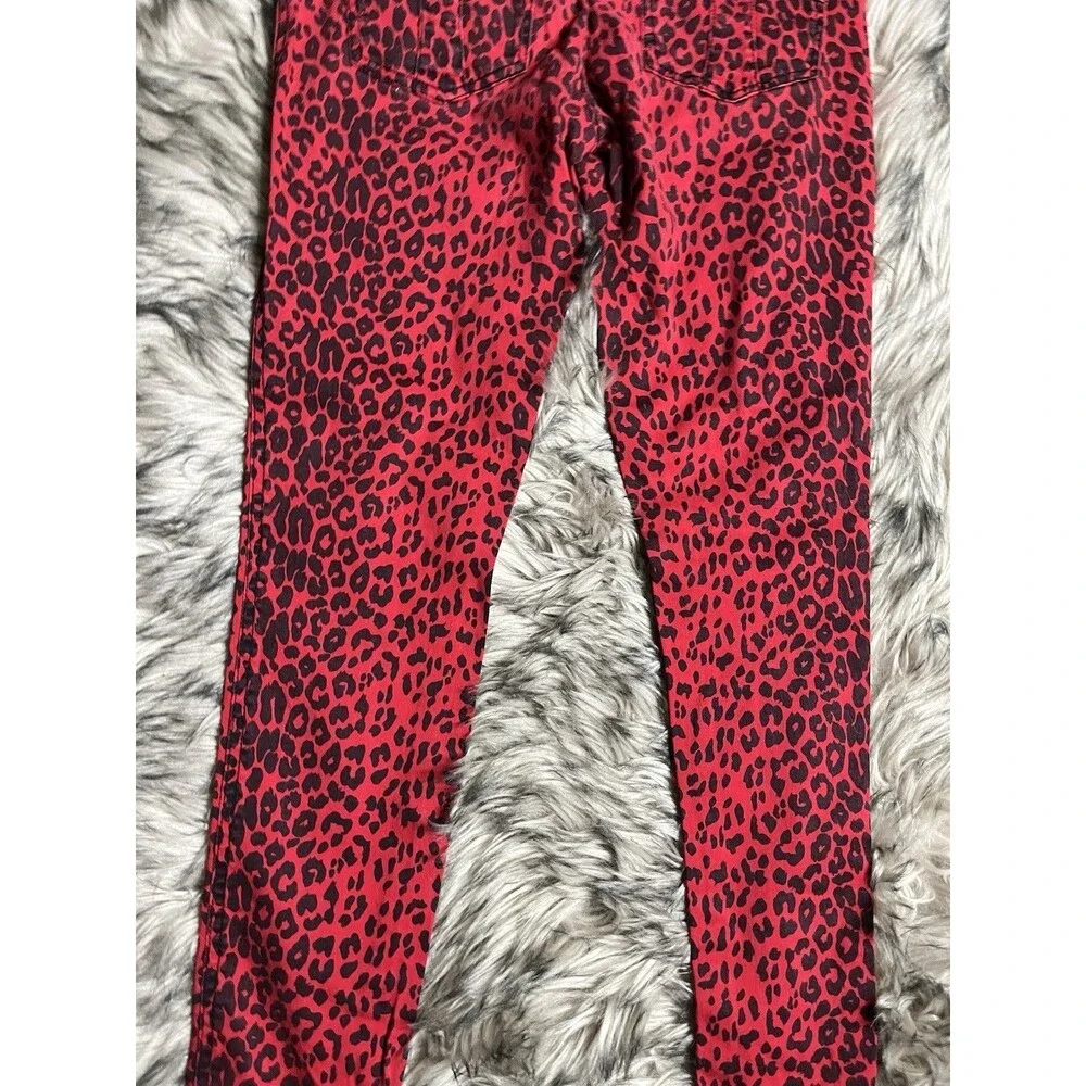 TRIPP NYC Red Leopard Print Skinny Jeans Punk Grunge Style Size 7 Women